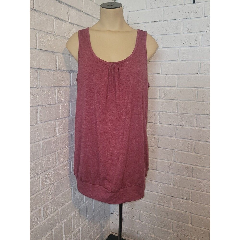 Miusey Women's Burgundy Gathered Scoop Neck Tank Top - Size Large